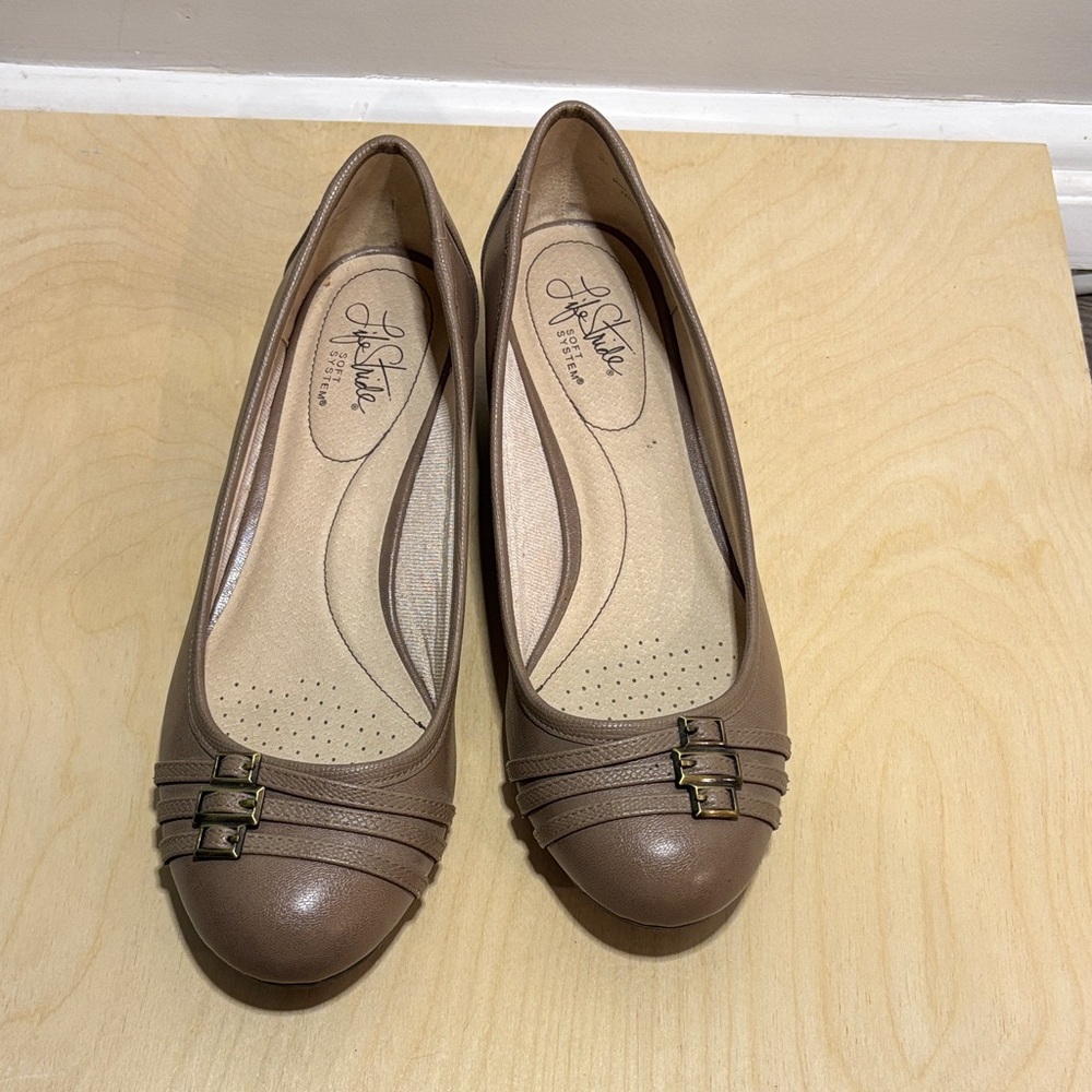 Stylish Tan Flats by LifeStride